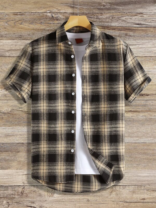 Homme Men Plaid Print Shirt Without Tee