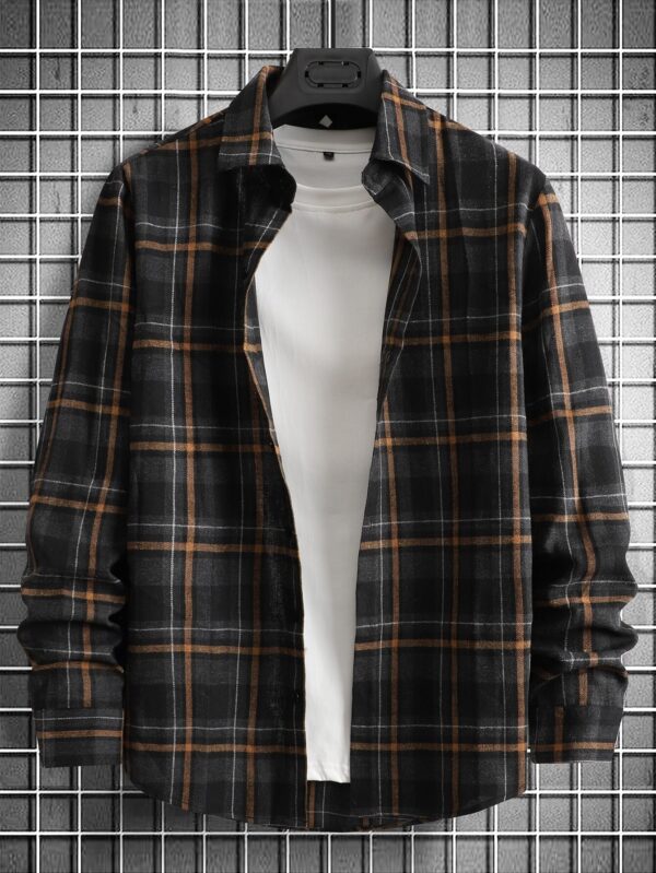 Homme Men Plaid Print Shirt Without Tee