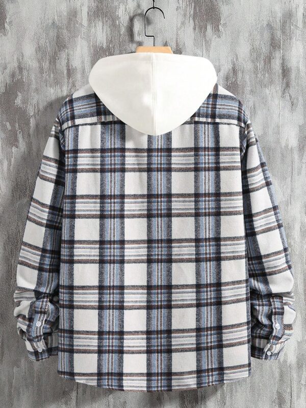 Hypemode Men Plaid Print Pocket Patched Shirt Without Hoodie