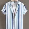 Homme Men Striped Print Shirt Without Tee