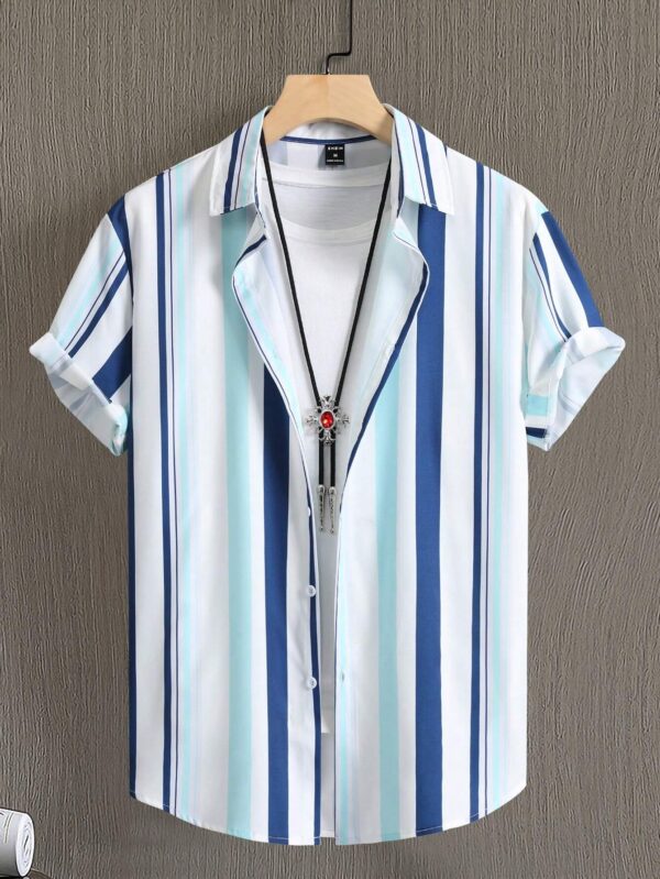 Homme Men Striped Print Shirt Without Tee