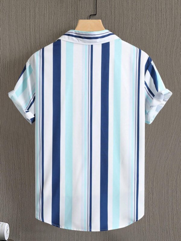 Homme Men Striped Print Shirt Without Tee