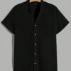 Homme Men Solid Button Front Shirt