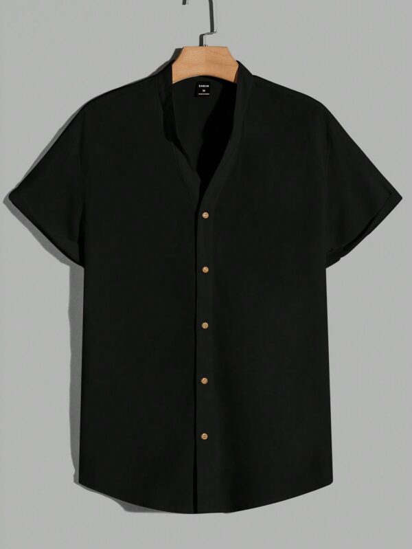 Homme Men Solid Button Front Shirt